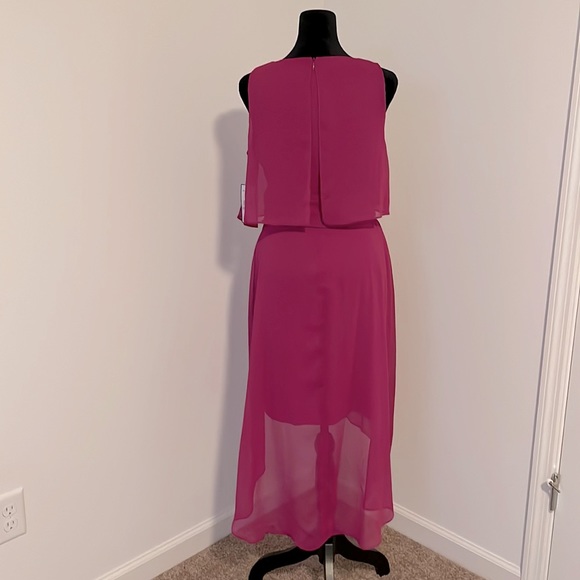NWT Jessica Howard Magenta Asymmetric High Low Sleeveless Dress Size 6P - Picture 3 of 8